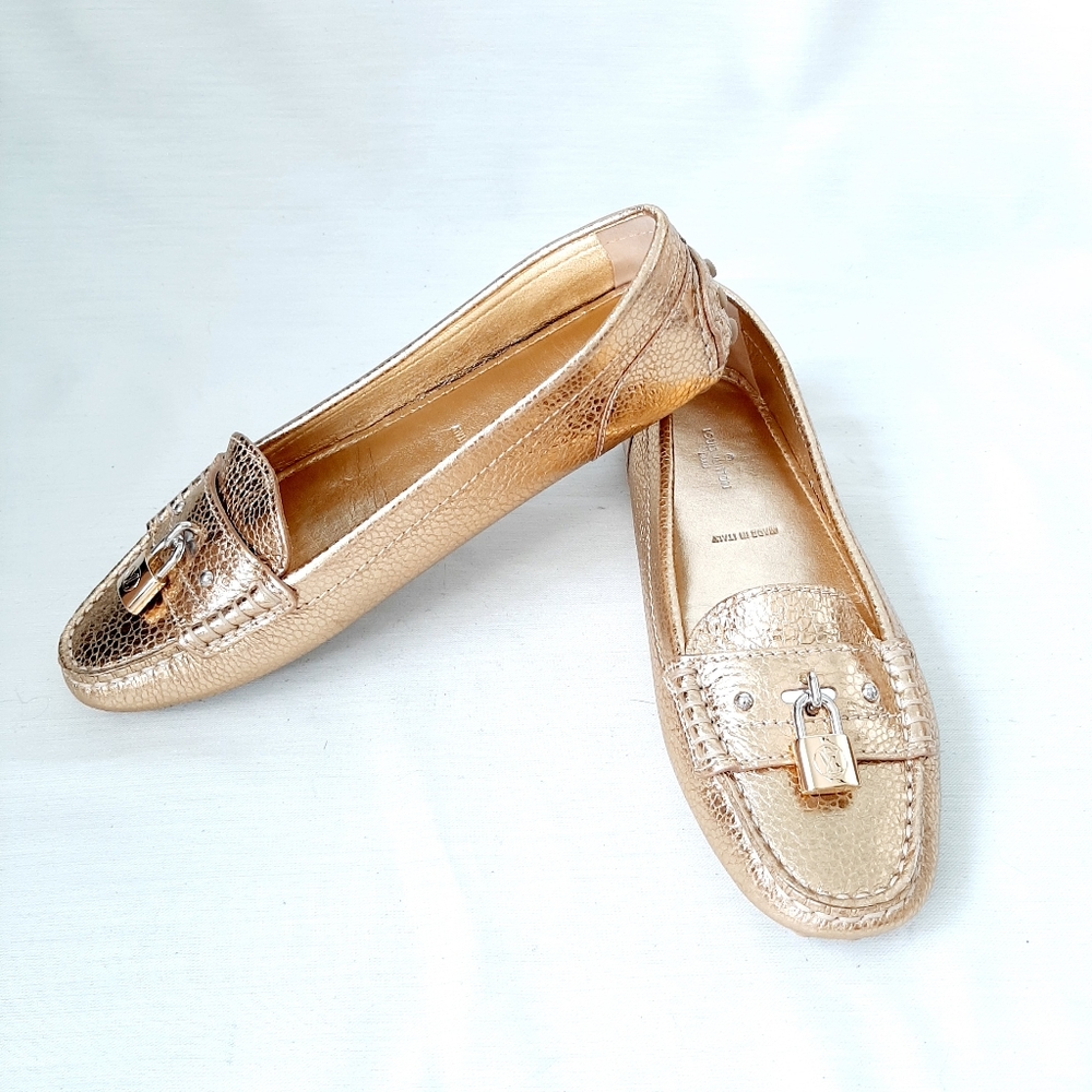 Louis Vuitton authentic NWOT gold lock loafers